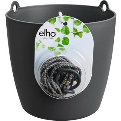 Elho Brussels Hanging Basket 18 Vaso per Interno 100% Plastica Riciclata Ø 18.3 x H 18.0 cm Anthracite Elho Brussels Hanging Basket 18 Vaso per Interno 100% Plastica Riciclata Ø 18.3 x H 18.0 cm Anthracite