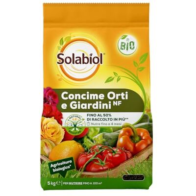 Solabiol Concime Biologico Granulare per Orto e Giardini con Tecnologia Natural Booster che promuove lo sviluppo radicale per avere fino al 50% di raccolto in più e 100% di fioriture in più 5 Kg Solabiol Concime Biologico Granulare per Orto e Giardini con Tecnologia Natural Booster che promuove lo sviluppo radicale per avere fino al 50% di raccolto in più e 100% di fioriture in più 5 Kg