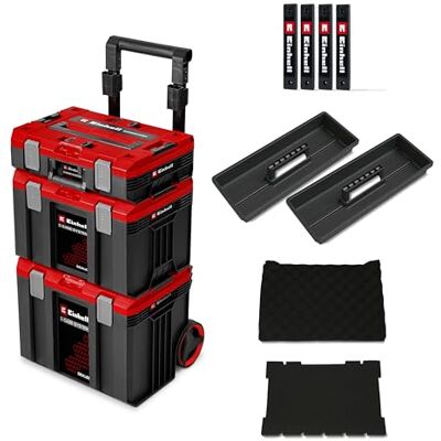 Einhell Original E-Case Rolling Workshop SEALED (Officina rotante composta da 3 valigie, max. 120 kg, antipolvere + resistenza agli schizzi d'acqua, 44 x 40 x 70 cm, con guide laterali) Einhell Original E-Case Rolling Workshop SEALED (Officina rotante composta da 3 valigie, max. 120 kg, antipolvere + resistenza agli schizzi d'acqua, 44 x 40 x 70 cm, con guide laterali)