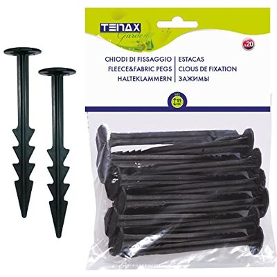 TENAX Chiodi di Fissaggio in Plastica, 11 cm Nero, per Ancoraggio al Terreno di Teli Protettivi e Tessuti Pacciamanti, Confezione da 20 Pezzi, per Orto e Giardino TENAX Chiodi di Fissaggio in Plastica, 11 cm Nero, per Ancoraggio al Terreno di Teli Protettivi e Tessuti Pacciamanti, Confezione da 20 Pezzi, per Orto e Giardino
