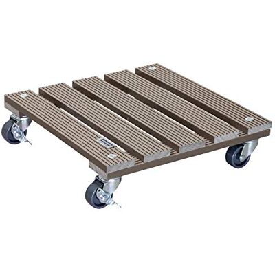 WAGNER Carrello per Piante WPC 29 x 29 x 7,5 cm I Carrello per Fiori e Piante per Interni ed Esterni, Tortora I Portavaso Composito di plastica e Legno con 2 Freni I Portata 80 kg 20053101 WAGNER Carrello per Piante WPC 29 x 29 x 7,5 cm I Carrello per Fiori e Piante per Interni ed Esterni, Tortora I Portavaso Composito di plastica e Legno con 2 Freni I Portata 80 kg 20053101