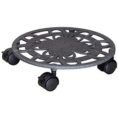WAGNER Carrello per Piante Fiori Ø 29 x 6,5 cm I Carrello per Fiori per Interni ed Esterni, Antracite I Portavaso in ghisa con 2 Freni I Portata 50 kg 20092101 WAGNER Carrello per Piante Fiori Ø 29 x 6,5 cm I Carrello per Fiori per Interni ed Esterni, Antracite I Portavaso in ghisa con 2 Freni I Portata 50 kg 20092101