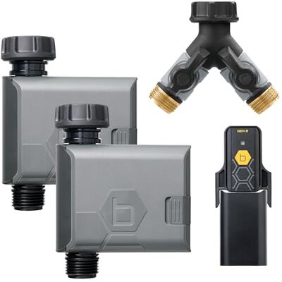 Orbit B-hyve Timer per irrigazione intelligente (Gen 2), confezione da 2, con hub Wi-Fi e splitter a Y, grigio Orbit B-hyve Timer per irrigazione intelligente (Gen 2), confezione da 2, con hub Wi-Fi e splitter a Y, grigio