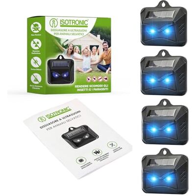 ISOTRONIC Repellente solare LED blu procioni caprioli volpi 40 m² (4) Dissuasore per procioni, cervi, volpi e cinghiali, repellente per animali selvatici con luce LED blu ISOTRONIC Repellente solare LED blu procioni caprioli volpi 40 m² (4) Dissuasore per procioni, cervi, volpi e cinghiali, repellente per animali selvatici con luce LED blu