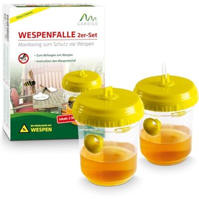 Gardigo ® 2x Trappole per Vespe Cattura Vespe Vive Anti Vespe da Esterno da Appendere o Appoggiare Acchiappa Mosche Trappola Calabroni Esca Ecologica Gardigo ® 2x Trappole per Vespe Cattura Vespe Vive Anti Vespe da Esterno da Appendere o Appoggiare Acchiappa Mosche Trappola Calabroni Esca Ecologica
