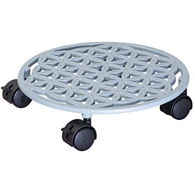 WAGNER Carrello per Piante Flower of Life Ø 29 x 6,5 cm I Carrello per Fiori per Interni ed Esterni, papiro Bianco I Portavaso in ghisa I 2 Freni I Portata 50 kg WAGNER Carrello per Piante Flower of Life Ø 29 x 6,5 cm I Carrello per Fiori per Interni ed Esterni, papiro Bianco I Portavaso in ghisa I 2 Freni I Portata 50 kg