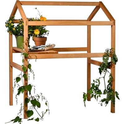 dobar ® Supporto per pomodori e fragole con ripiano, in legno per aiuola rialzata, Kubus, 2,0-74 x 54 x 89 cm, marrone dobar ® Supporto per pomodori e fragole con ripiano, in legno per aiuola rialzata, Kubus, 2,0-74 x 54 x 89 cm, marrone