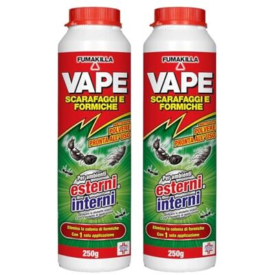 VAPE Polvere Insetticida Per Scarafaggi E Formiche 250g Uso Interno ed Esterno Contro Infestazioni Domestiche Azione Lunga Durata (2 Unità) VAPE Polvere Insetticida Per Scarafaggi E Formiche 250g Uso Interno ed Esterno Contro Infestazioni Domestiche Azione Lunga Durata (2 Unità)