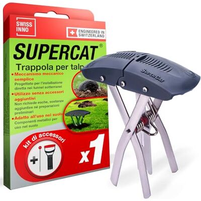SWISSINNO SuperCat Trappola per Talpe con Kit di Installazione – Accessori Inclusi: Sonda per Tunnel e Tagliatore per Terreno – Alta Efficacia, Riutilizzabile e Sicura, Anti Talpa Giardino SWISSINNO SuperCat Trappola per Talpe con Kit di Installazione – Accessori Inclusi: Sonda per Tunnel e Tagliatore per Terreno – Alta Efficacia, Riutilizzabile e Sicura, Anti Talpa Giardino
