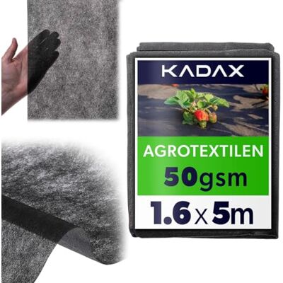 KADAX Telo pacciamatura Anti Erbacce 1,6 x 5 m 50 g/m² Nero per aiuole e orto Permeabile all’Acqua per irrigazione Senza ristagni KADAX Telo pacciamatura Anti Erbacce 1,6 x 5 m 50 g/m² Nero per aiuole e orto Permeabile all’Acqua per irrigazione Senza ristagni