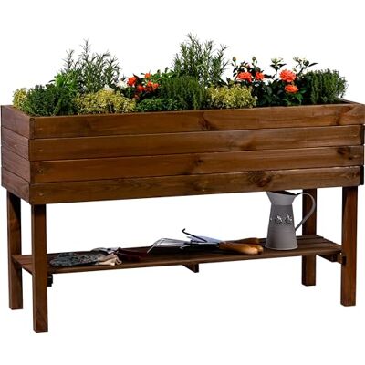 dobar ® Grande aiuola rialzata con ripiano Fioriera con pellicola per piante, 117 x 40 x 70,5 cm pino marrone dobar ® Grande aiuola rialzata con ripiano Fioriera con pellicola per piante, 117 x 40 x 70,5 cm pino marrone