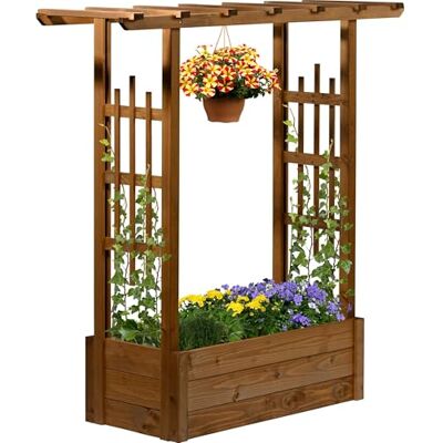 dobar ® Fioriera pergola con supporto integrato aiuola rialzata in legno di abete rosso grande fioriera 117 x 39 x 119 cm marrone dobar ® Fioriera pergola con supporto integrato aiuola rialzata in legno di abete rosso grande fioriera 117 x 39 x 119 cm marrone