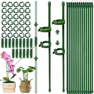 CUVZORA Set di 30 tutori per piante rampicanti dotati di 30 moschettoni, con 15 tubi di estensione, per un mantenimento ottimale delle piante da appartamento e succulente (75 pezzi) CUVZORA Set di 30 tutori per piante rampicanti dotati di 30 moschettoni, con 15 tubi di estensione, per un mantenimento ottimale delle piante da appartamento e succulente (75 pezzi)