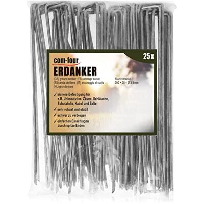 com-four ® 25x Ancoraggi a terra in acciaio rivestito, robusti picchetti ancoraggi a terra per giardino e campeggio com-four ® 25x Ancoraggi a terra in acciaio rivestito, robusti picchetti ancoraggi a terra per giardino e campeggio