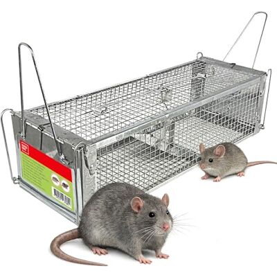 SWISSINNO Trappola per Topi e Ratti Vivi PRO a Due Entrate – Trappola Umana a Gabbia per Roditori Acciaio Zincato 41×15×12 cm Riutilizzabile Interno ed Esterno SWISSINNO Trappola per Topi e Ratti Vivi PRO a Due Entrate – Trappola Umana a Gabbia per Roditori Acciaio Zincato 41×15×12 cm Riutilizzabile Interno ed Esterno