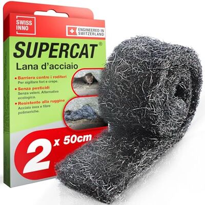 SWISSINNO Lana d’Acciaio Stop Roditori – 2 rotoli 50 cm – rete antitopo in acciaio inox antiruggine – blocca roditori (topi, ratti, martore) e insetti – casa/garage – interno/esterno tagliabile DIY SWISSINNO Lana d’Acciaio Stop Roditori – 2 rotoli 50 cm – rete antitopo in acciaio inox antiruggine – blocca roditori (topi, ratti, martore) e insetti – casa/garage – interno/esterno tagliabile DIY
