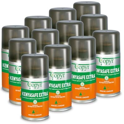 COPYR Kenyasafe Extra Insetticida Antizanzare, Mosche e Insetti Volanti, 24 Bombole 250ml, Piretro Insetticida Biologico Repellente Zanzare Professionale Casa, Ho.Re.Ca., Settore Pubblico, Sanitario COPYR Kenyasafe Extra Insetticida Antizanzare, Mosche e Insetti Volanti, 24 Bombole 250ml, Piretro Insetticida Biologico Repellente Zanzare Professionale Casa, Ho.Re.Ca., Settore Pubblico, Sanitario
