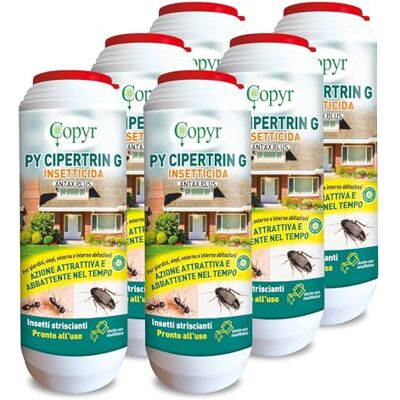 COPYR PY Cipertrin G Antax Plus Insetticida Microgranulare Pronto all'Uso contro Formiche e Altri Insetti Striscianti, 1Kg x 6 Pz, Azione Attrattiva Abbattente, per Giardini Siepi Esterno e Interno COPYR PY Cipertrin G Antax Plus Insetticida Microgranulare Pronto all'Uso contro Formiche e Altri Insetti Striscianti, 1Kg x 6 Pz, Azione Attrattiva Abbattente, per Giardini Siepi Esterno e Interno