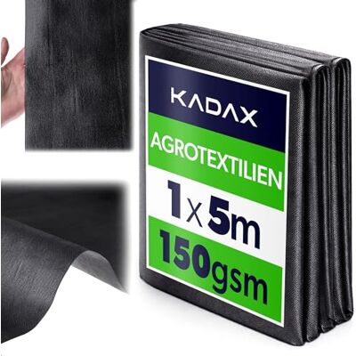 KADAX Telo pacciamatura Anti Erbacce 1 x 5 m 150 g/m² Nero in Polipropilene per aiuole e orto Permeabile all’Acqua per irrigazione Senza ristagni KADAX Telo pacciamatura Anti Erbacce 1 x 5 m 150 g/m² Nero in Polipropilene per aiuole e orto Permeabile all’Acqua per irrigazione Senza ristagni