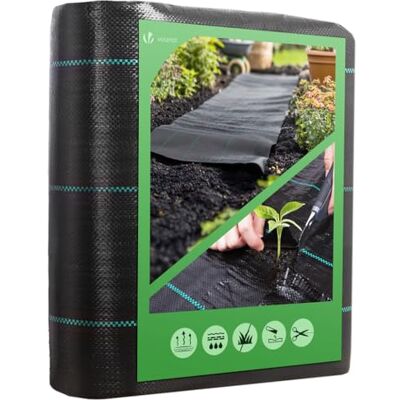 VOUNOT ® Telo Pacciamatura 1m x 10m 100g/m², Telo Anti Erbacce per Orto, Giardino, Stabilizzazione UV, Nero VOUNOT ® Telo Pacciamatura 1m x 10m 100g/m², Telo Anti Erbacce per Orto, Giardino, Stabilizzazione UV, Nero