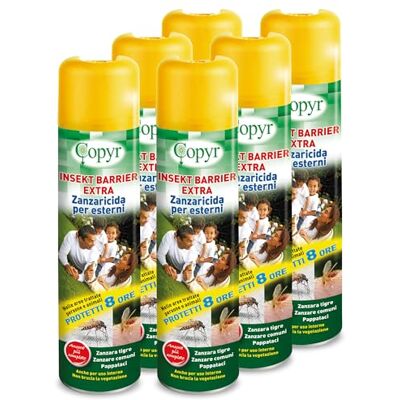 COPYR Insekt Barrier Extra Insetticida Antizanzare per Esterni e Interni, 6 Pezzi da 750ml 8 Ore di Protezione per Uomo e Animali contro Ogni Zanzara, Zanzaricida Uso Domestico COPYR Insekt Barrier Extra Insetticida Antizanzare per Esterni e Interni, 6 Pezzi da 750ml 8 Ore di Protezione per Uomo e Animali contro Ogni Zanzara, Zanzaricida Uso Domestico