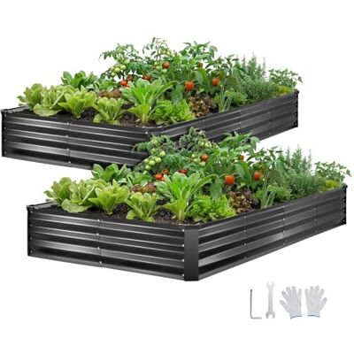 VEVOR Fioriera Rialzata in Metallo da 2 Pezzi Zincata 2400x1200x300 mm, Aiuola Rialzata per Giardinaggio Rettangolare in Metallo da Esterno Fioriera Rialzata Coltivazione Fiori Verdure Piante Orto VEVOR Fioriera Rialzata in Metallo da 2 Pezzi Zincata 2400x1200x300 mm, Aiuola Rialzata per Giardinaggio Rettangolare in Metallo da Esterno Fioriera Rialzata Coltivazione Fiori Verdure Piante Orto