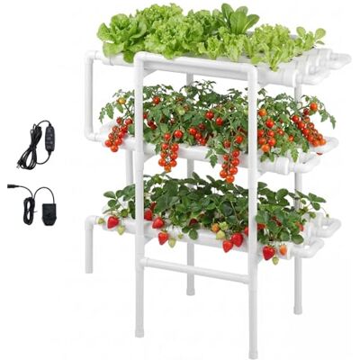 VEVOR Kit di Sistema di Coltivazione Idroponica con Tubi in UPVC a 3 Livelli e 108 Siti con Irrigazione Temporizzata, Tubi Idroponici Ispessiti, per Ortaggi da Interno per Frutta ed Erbe Aromatiche VEVOR Kit di Sistema di Coltivazione Idroponica con Tubi in UPVC a 3 Livelli e 108 Siti con Irrigazione Temporizzata, Tubi Idroponici Ispessiti, per Ortaggi da Interno per Frutta ed Erbe Aromatiche