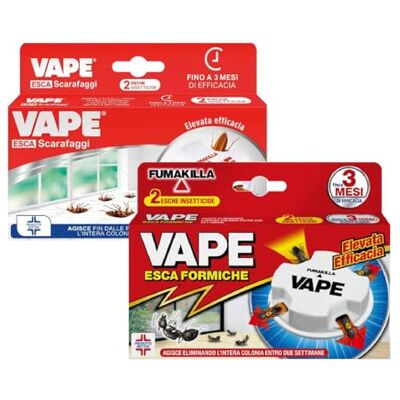 VAPE Esche Insetticida Formiche + Scarafaggi – Trappole per Interno ed Esterno – Controllo Infestazioni in Casa e Spazi Aperti (1 Esca formiche + 1 Esca scarfaggi) VAPE Esche Insetticida Formiche + Scarafaggi – Trappole per Interno ed Esterno – Controllo Infestazioni in Casa e Spazi Aperti (1 Esca formiche + 1 Esca scarfaggi)