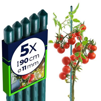 KADAX Supporti in Acciaio Plasticato – 5 x 90cmx11mm, Sostegni per Pomodori, Bastoncini di Supporto per Piante Rampicanti, Pali per Orto e Giardino KADAX Supporti in Acciaio Plasticato – 5 x 90cmx11mm, Sostegni per Pomodori, Bastoncini di Supporto per Piante Rampicanti, Pali per Orto e Giardino