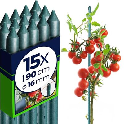 KADAX Supporti in Acciaio Plasticato – 15 x 90cmx16mm, Sostegni per Pomodori, Bastoncini di Supporto per Piante Rampicanti, Pali per Orto e Giardino KADAX Supporti in Acciaio Plasticato – 15 x 90cmx16mm, Sostegni per Pomodori, Bastoncini di Supporto per Piante Rampicanti, Pali per Orto e Giardino
