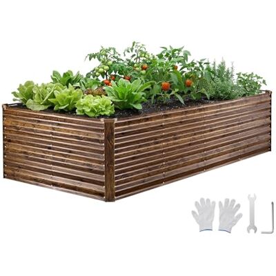 VEVOR Fioriera Rialzata Rettangolare 2400x1200x620 mm, Aiuola Rialzata per Esterno Giardinaggio Letto Rialzato Antiruggine per Coltivazione Piante Orto Fiori Verdure Giardino, Colore di Legno VEVOR Fioriera Rialzata Rettangolare 2400x1200x620 mm, Aiuola Rialzata per Esterno Giardinaggio Letto Rialzato Antiruggine per Coltivazione Piante Orto Fiori Verdure Giardino, Colore di Legno