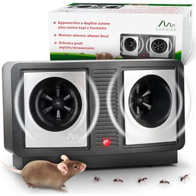 Gardigo ® Ultrasuoni per Topi Repellente Ultrasonico Parassiti da Interno Dissuasore per Topi, Formiche, Ratti, Scarafaggi Frequenza Regolabile Antiroditori Ampia Copertura 250 mq Gardigo ® Ultrasuoni per Topi Repellente Ultrasonico Parassiti da Interno Dissuasore per Topi, Formiche, Ratti, Scarafaggi Frequenza Regolabile Antiroditori Ampia Copertura 250 mq