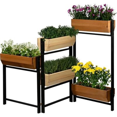 dobar ® Aiuola verticale Flexi con 5 livelli, aiuola rialzata flessibile in legno di pino – Fioriera pieghevole – 165 x 18 x 105 cm – Nero/Marrone/Naturale dobar ® Aiuola verticale Flexi con 5 livelli, aiuola rialzata flessibile in legno di pino – Fioriera pieghevole – 165 x 18 x 105 cm – Nero/Marrone/Naturale
