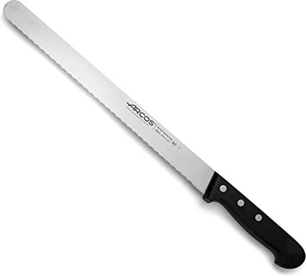 Arcos Serie Universal, Coltello Pasticceria Coltello Torta Cake Knife, Lama Acciaio Inossidabile NITRUM 300 mm, Manico Polioxymetilene (POM), Colore Nero