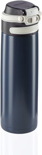 Leifheit Flip Borraccia termica 600 ml, Borraccia acciaio con chiusura ermetica e resistente al calore, Pratico thermos caffè portatile, blu scuro