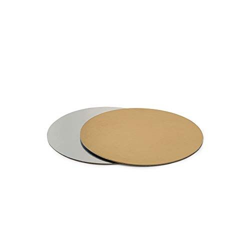 Decora Oro  Sottotorta Accoppiato Tondo Argento Ø x 0,15 Cm, Cartone, cm 24