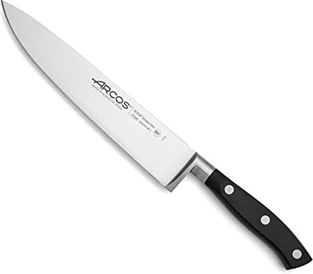 Arcos Serie Riviera, Coltello da Chef Coltello da Cucina, Acciaio Inossidabile Forgiato NITRUM 200 mm, Manico Polioxymetilene (POM), Colore Nero