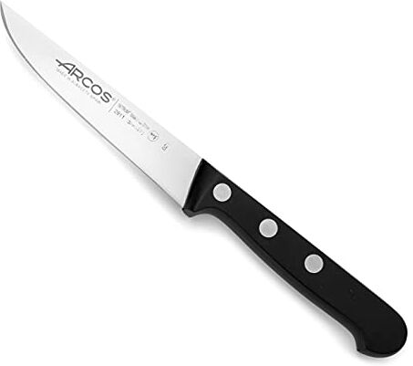 Arcos Serie Universal, Coltello Vegetale Coltello Verdura, Lama Acciaio Inossidabile NITRUM 100 mm, Manico Polioxymetilene (POM), Colore Nero