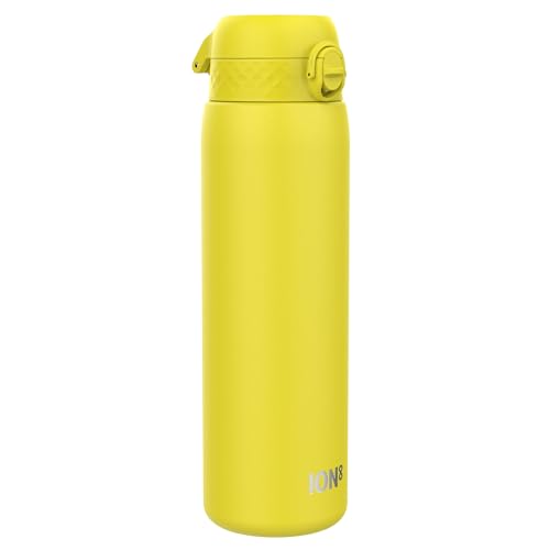 Ion8 Borraccia Acciaio Inox 1 Litro, a Prova di Perdite, Facile da Aprire, Serratura Sicura, Lavabile in Lavastoviglie, Maniglia per il Trasporto, Durevole e Resistente ai Graffi, Giallo