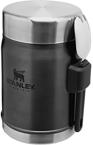 Stanley Classic Legendary Food Jar 0.4L con Cucchiaio-Forchetta Contenitore Termico per Alimenti Caldi Thermos Mantiene Caldo o Freddo per 7 Ore Lavabile in Lavastoviglie Senza BPA Charcoal