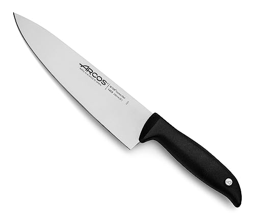 Arcos Serie Menorca, Coltello da Chef Coltello da Cucina, Lama Acciaio Inossidabile NITRUM 200 mm, Manico Polipropilene, Colore Nero