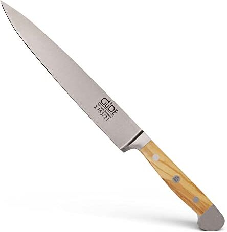 Güde 125 Solingen prosciutto forgiato, 21 cm, Legno d'ulivo, Alpha-Olive-Coltello per triniciare, Doppio Collarino, Fatto a Mano in Germania, Chrome Steel, 72 unità