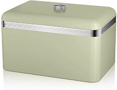 Swan Retro  Portapane per la Conservazione, capacità 18 Litri, Contenitore in Metallo per Pane e Pasticceria Viennese, Design Vintage, Bread Bin, Verde