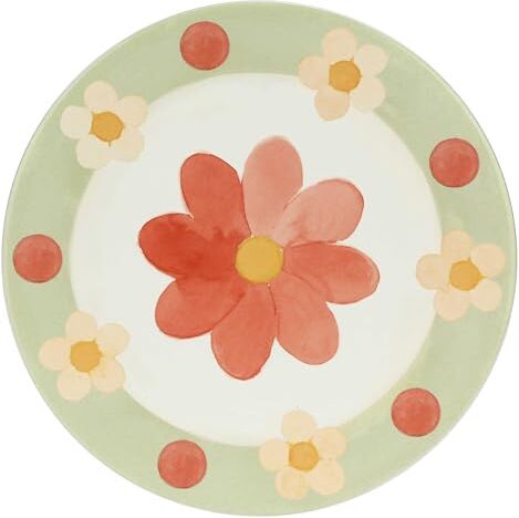 THUN , Sottopentola in Ceramica Decorata a Mano e Sughero con Motivi Floreali, Linea Florianne, Ø 20 cm