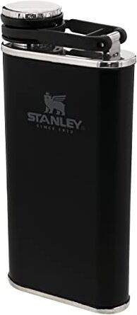 Stanley Classic Wide Mouth Flask 0.23L Matt Black with Never- Lose Cap Fiaschetta per anca in Acciaio Inossidabile con ampia apertura per un facile riempimento e dosaggio Senza BPA