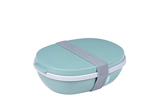 Mepal Porta Pranzo Ellipse Duo Lunch Box per Adulti e Insalatiera Pratico Contenitore per un Pranzo Sano Ideale per Panini, Insalate e Avanzi 825 ml + 600 ml Nordic Green