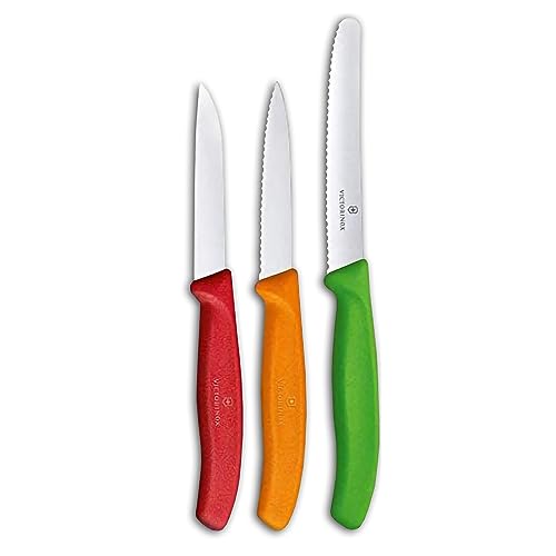 Victorinox , Swiss Classic, Set di coltelli da verdura da 3 pezzi, inossidabili, lavabili in lavastoviglie, colorati