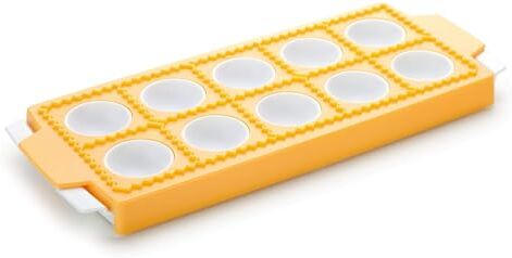 Generic Stampo Per Ravioli Professionali Forma Rotondo Plastica, Stampo Per Ravioli Italia, Dimensione dei ravioli 3.4-3.6cm, 26.5×10.8×2cm (10 Posti Giallo Rotondo)