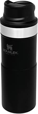 Stanley Classic Trigger Action Mug 0.35L Impermeabile Mantiene la Temperatura (Caldo/Freddo) Tazza Termica Termos Caffè Acciaio Inox Senza BPA Bicchiere Thermos Matt Black