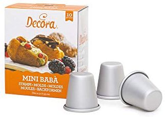 Decora Stampi Mini Baba' in Alluminio Anodizzato Ø 3 X Ø 2 X H 3,5 Cm, Argento, Dimensione ø SUP Inf 3.5 cm, 10 unità